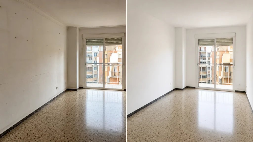 mejora visual al pintar piso después de vaciarlo