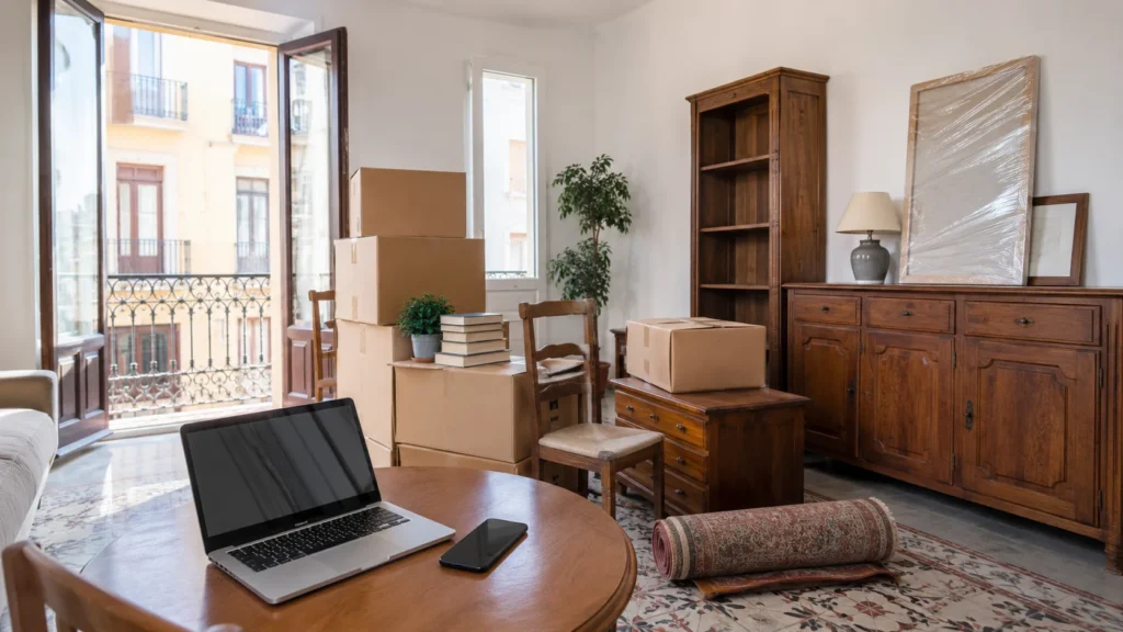 presupuesto vaciado de piso online con muebles y cajas