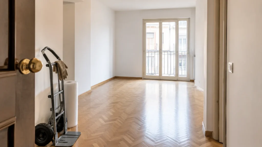 piso vacío y preparado después de un servicio profesional de vaciado