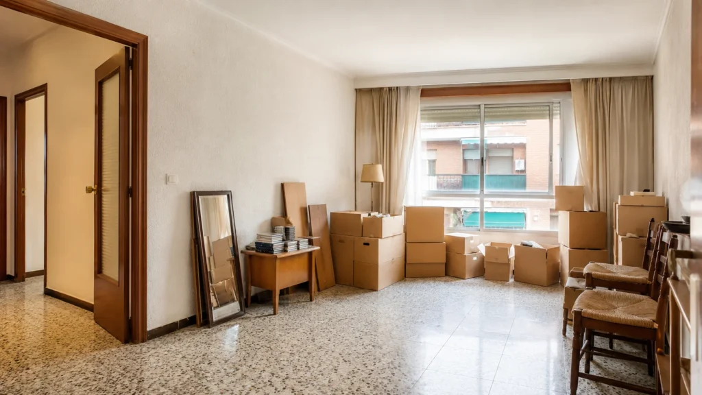 vaciar piso antes de reforma con muebles y cajas